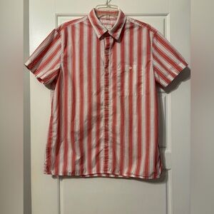 American Eagle Men’s Coral and White Striped Men's Shirt